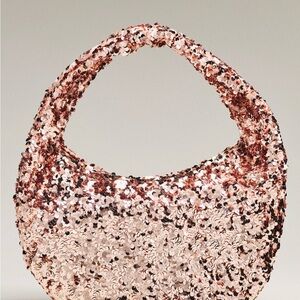 Anthropologie NWT Sequin Crescent Bag Light Pink